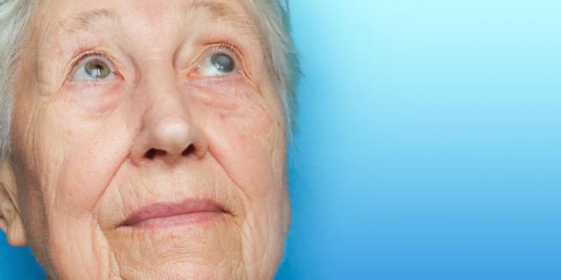 A close up of an older woman's face.